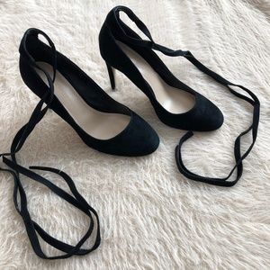BCBGeneration Black Suede Pump with Ankle Ties